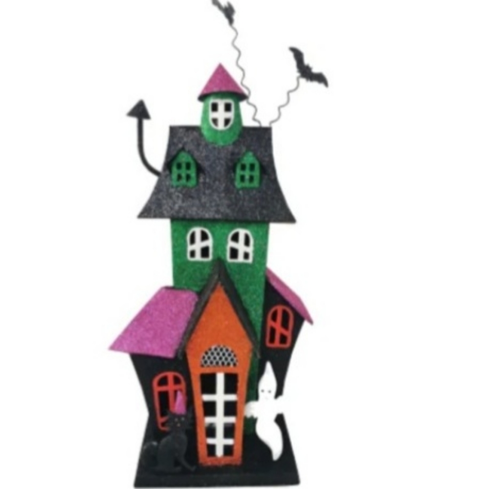 Halloween 28 in Metal Black Spooky House by Holiday Home NWT